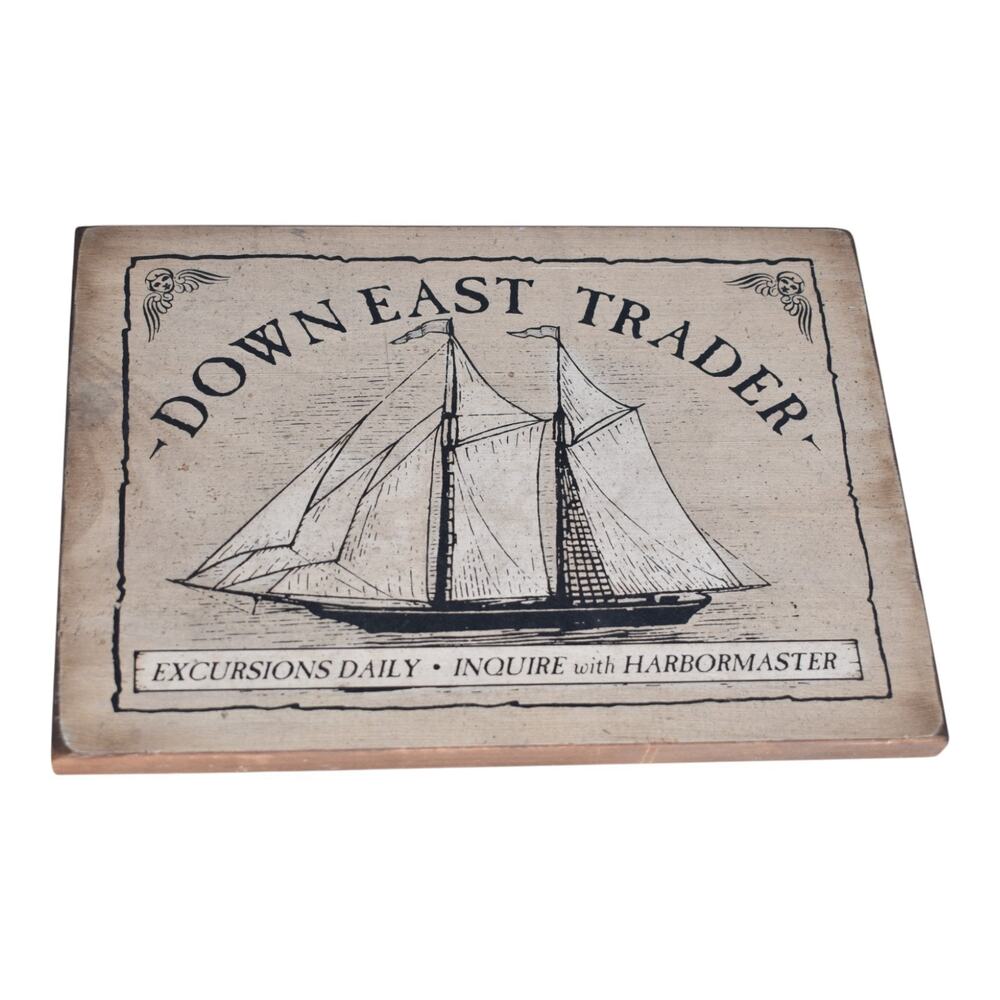 Down East Trader Wooden Sign - 10.5" x 7"